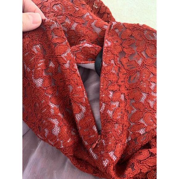 moulinette soeurs size 4 small anthropologie casual f zipper skirt red lace rust - Picture 10 of 12